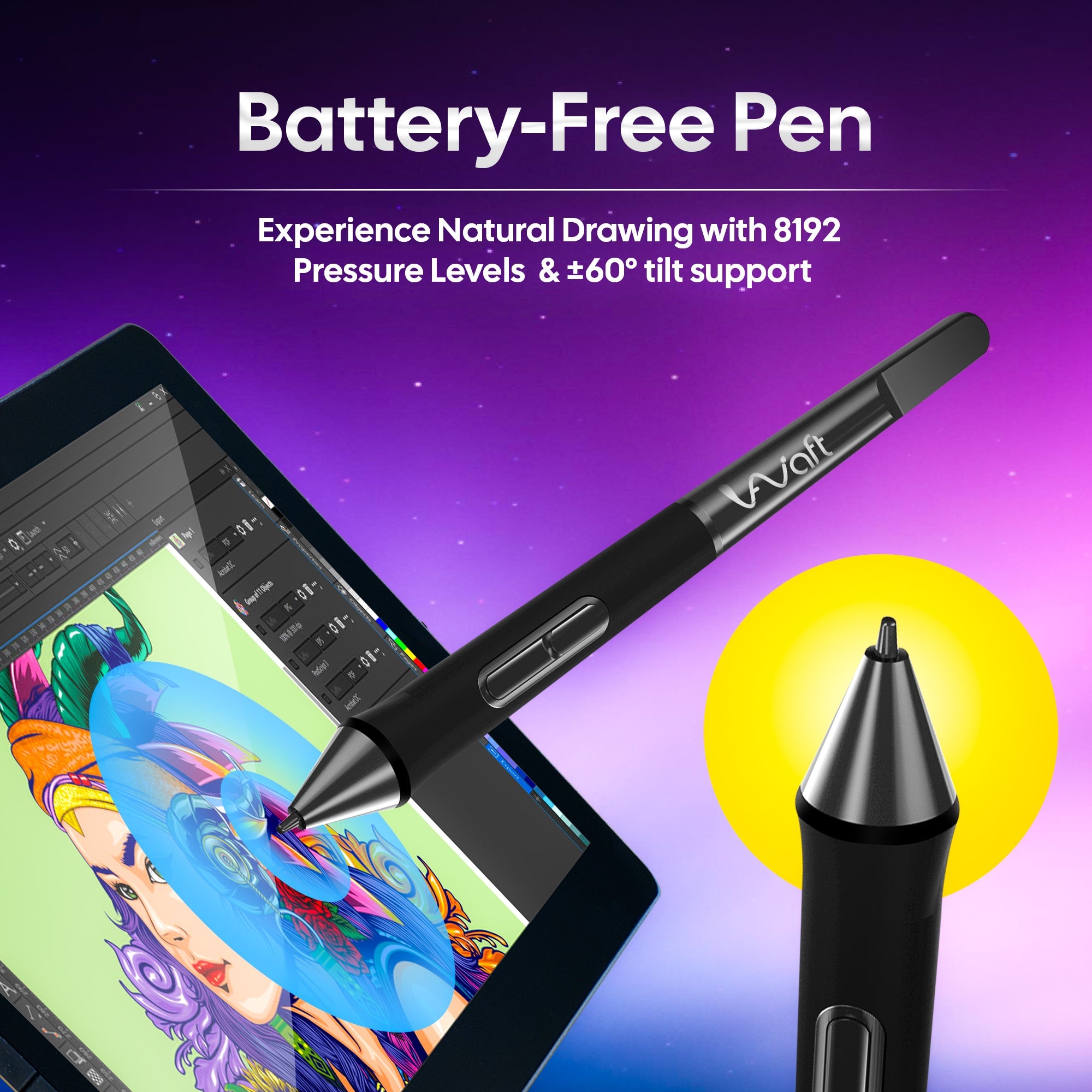 AIWaft pen tab battery free pen