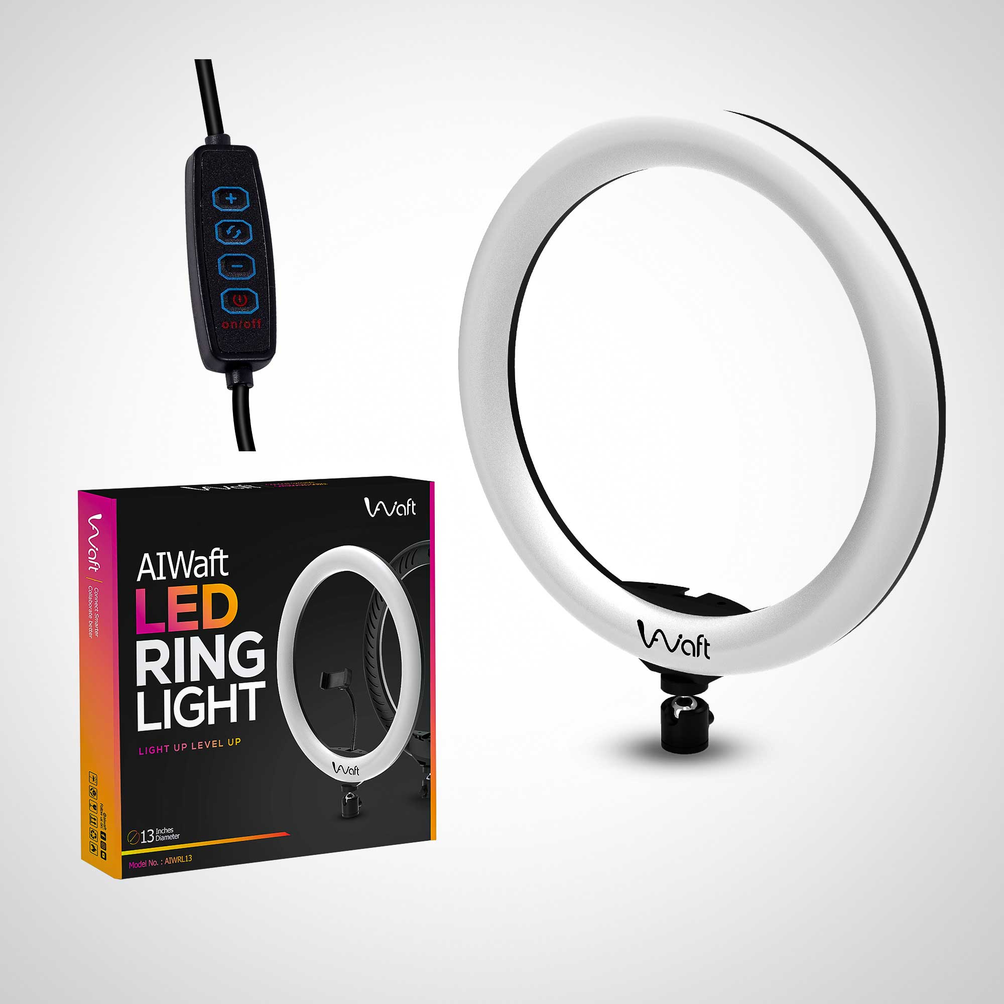 AIWaft 13-Inch LED Ring Light for YouTube, Makeup & Streaming