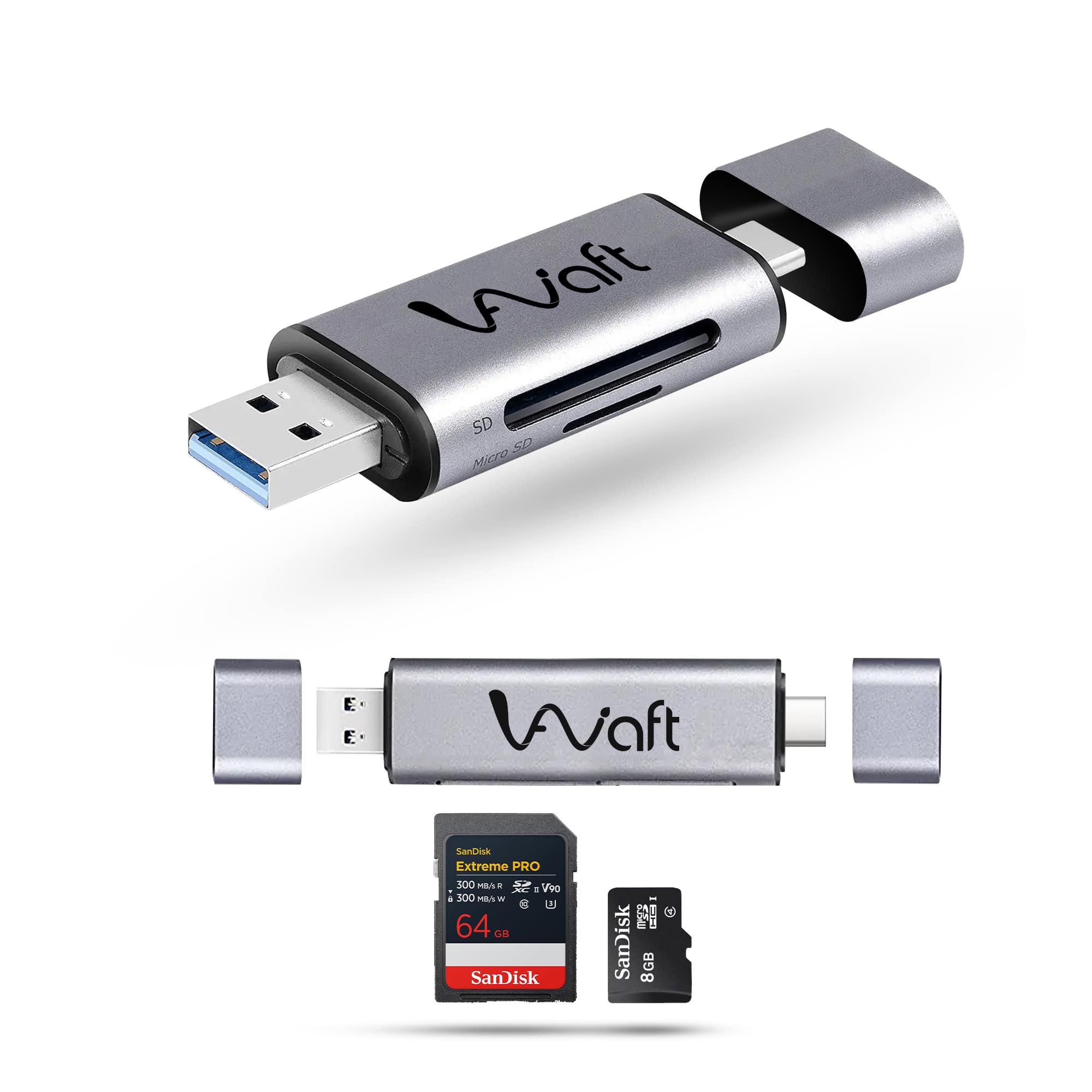 AIWaft High-Speed 2-in-1 Card Reader use 