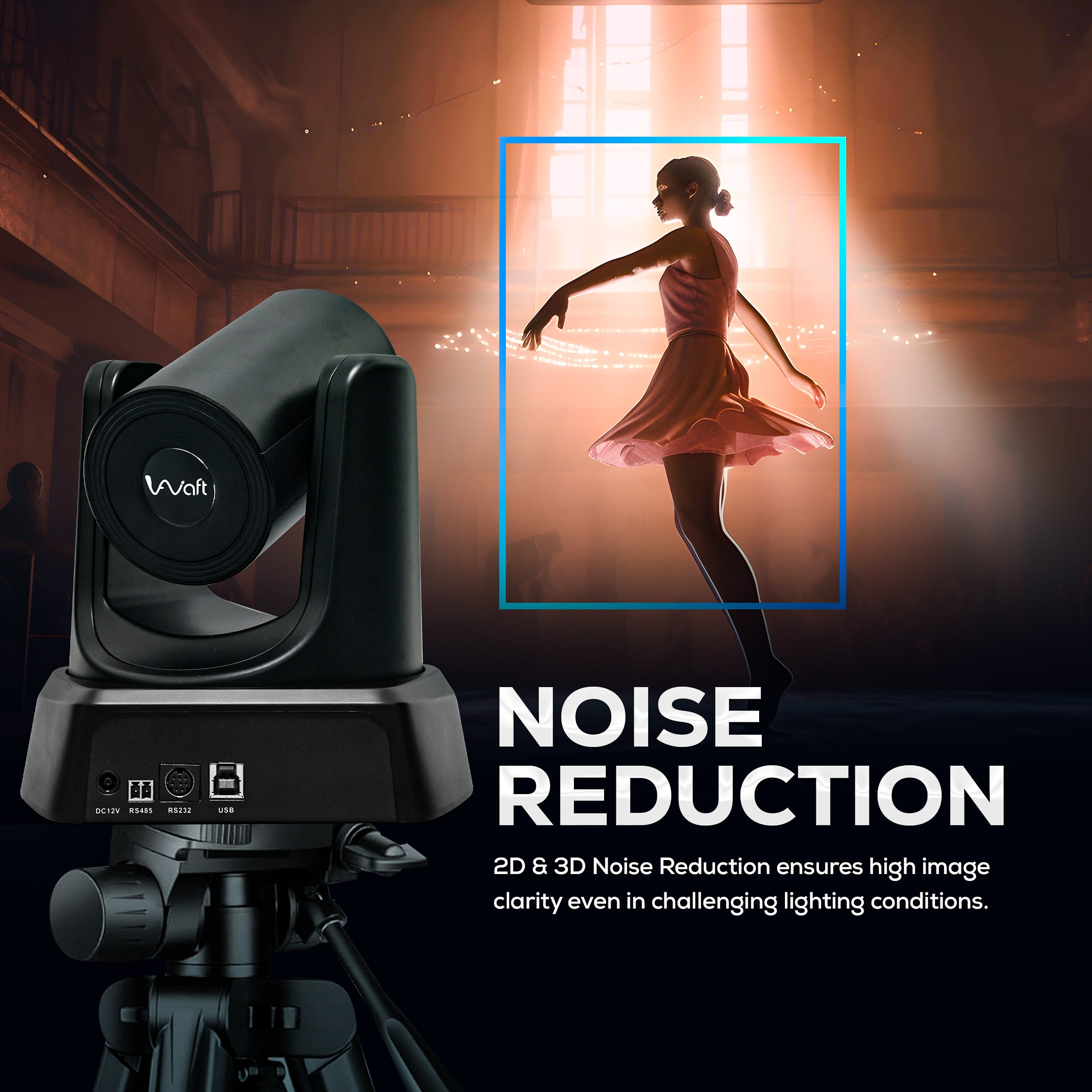 AIWaft 10x HD PTZ Camera with noise reduction feature.