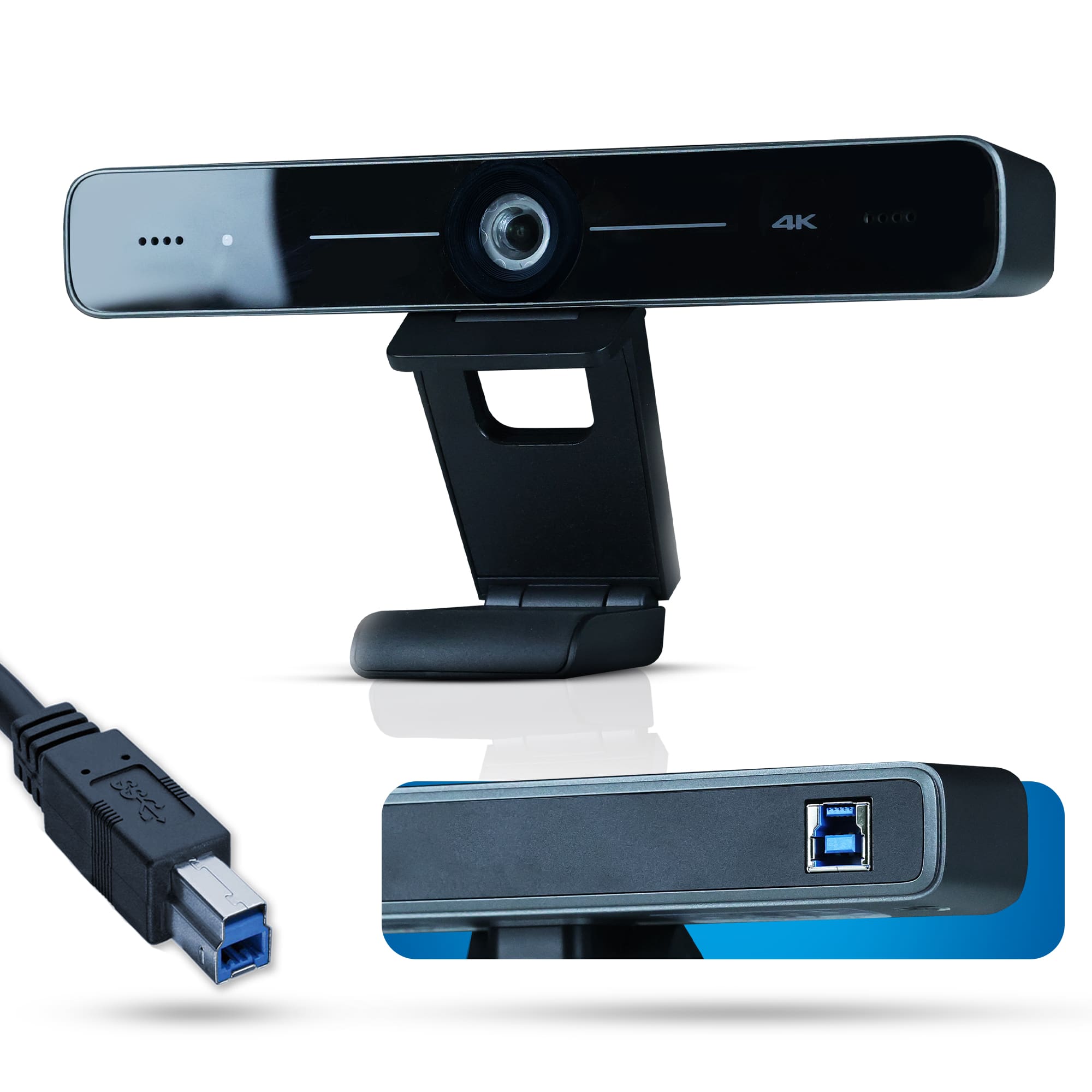 AIWaft 4K EPTZ Webcam with a mounting bracket for easy screen or tripod installation