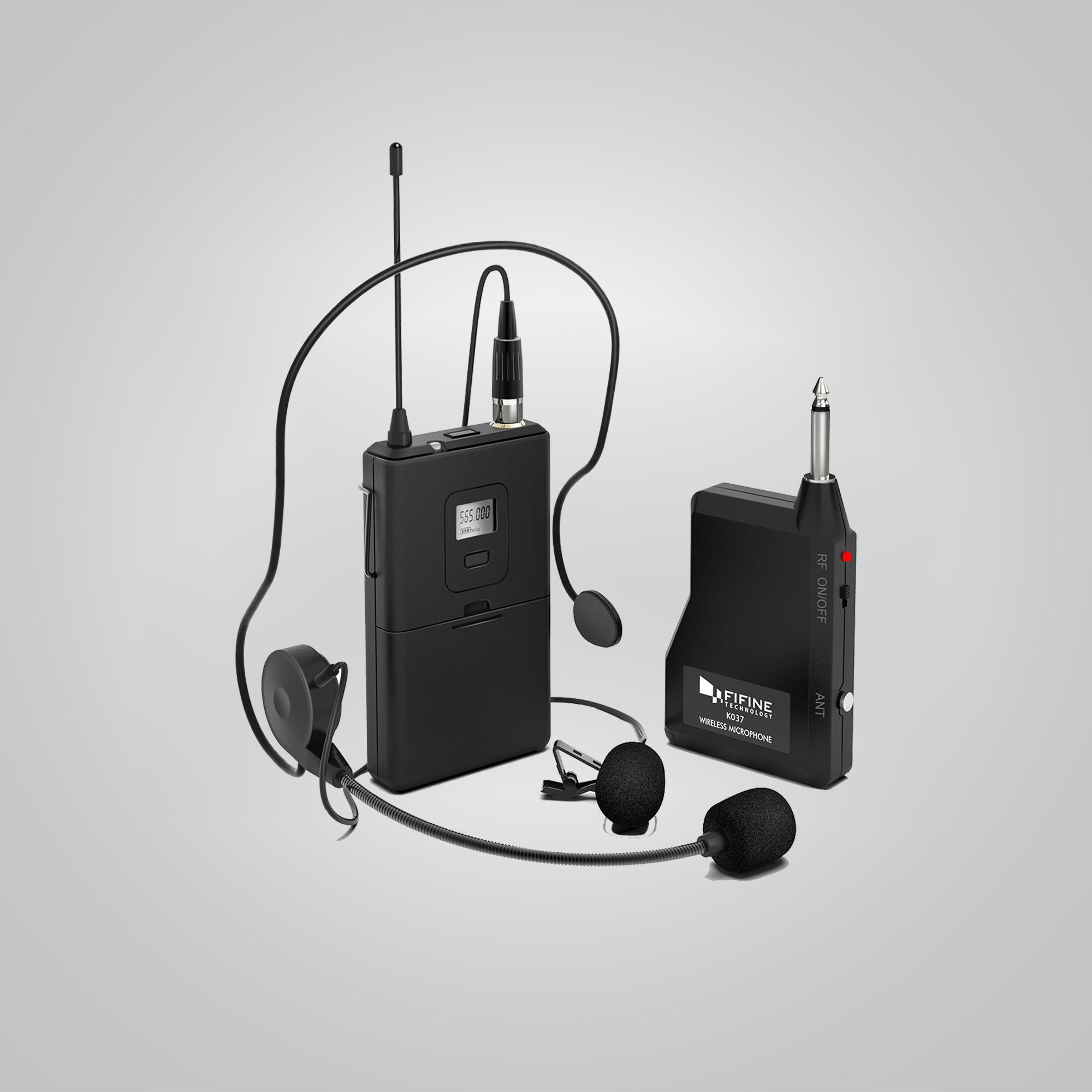 FIFINE Wireless Headset & Lapel Mic - Front View